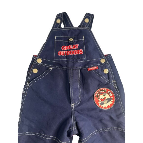 VTG "Great Outdoors" Toddler Snow Overalls | Fleece-Lined Bib Pants 12M Winter - Picture 3 of 8